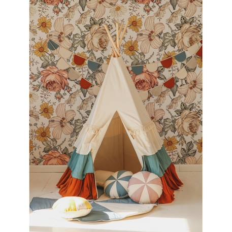 Tente tipi cirque avec volants et tapis en coton Beige 5 - vertbaudet enfant 