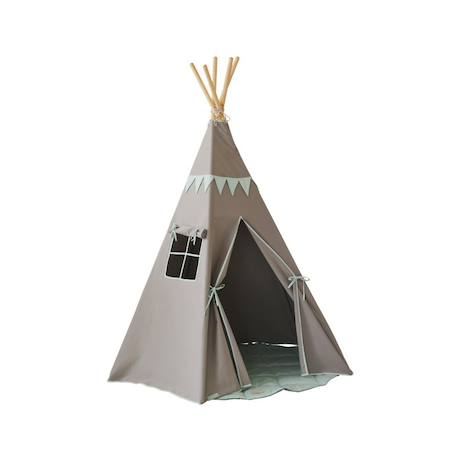 Tente tipi avec guirlande et tapis gold star  en lin Bleu+Gris 7 - vertbaudet enfant 