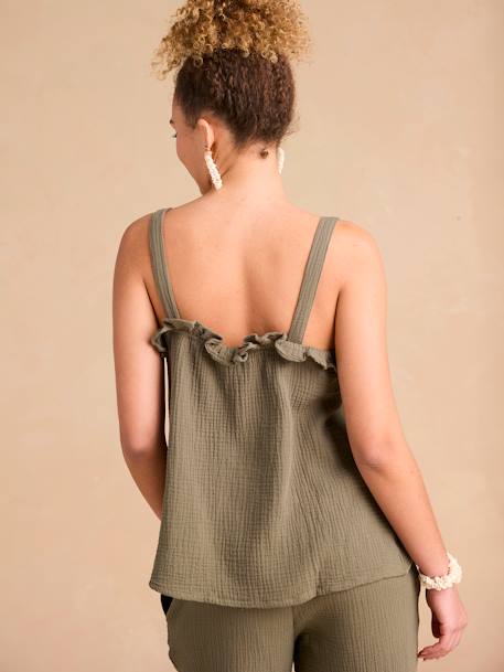 Ensemble de grossesse et allaitement 2 pièces en gaze de coton bio kaki 3 - vertbaudet enfant 