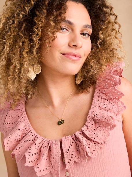 Blouse grossesse en gaze coton col broderie anglaise terracotta 4 - vertbaudet enfant 