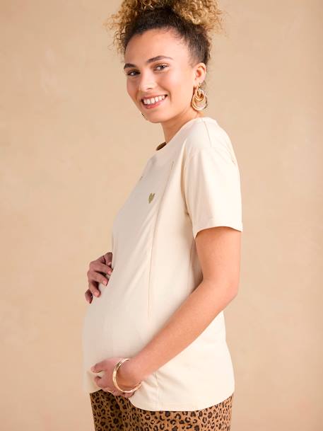 T-shirt 'Mama d'Amour' grossesse et allaitement en coton bio écru 9 - vertbaudet enfant 