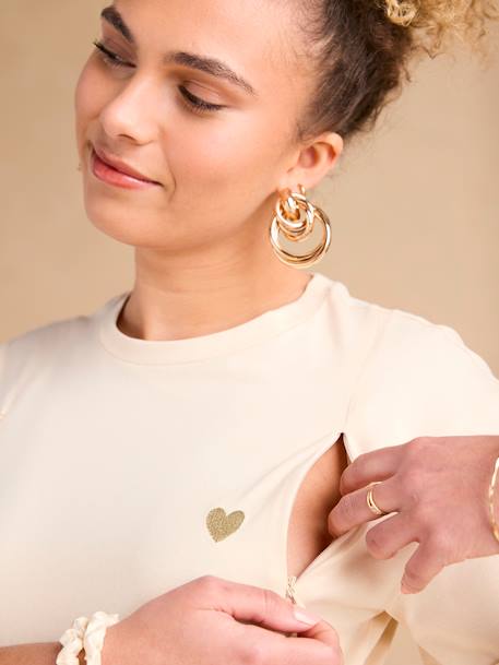 T-shirt 'Mama d'Amour' grossesse et allaitement en coton bio écru 3 - vertbaudet enfant 