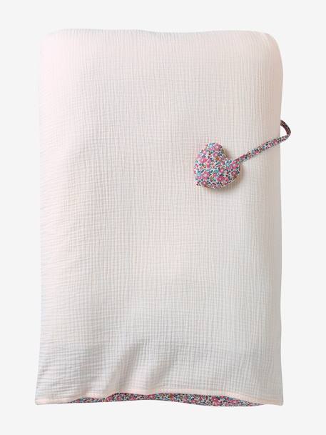 Housse matelas à langer personnalisable en tissu Liberty rose pâle 2 - vertbaudet enfant 