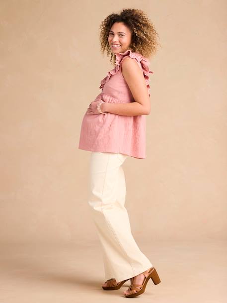 Blouse grossesse en gaze coton col broderie anglaise terracotta 5 - vertbaudet enfant 