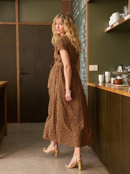 Robe longue grossesse effet cache-coeur en gaze de coton argile+beige+marine+terracotta 11 - vertbaudet enfant 