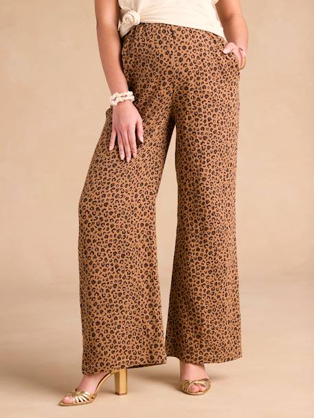 Pantalon de grossesse large en gaze de coton léopard beige 3 - vertbaudet enfant 