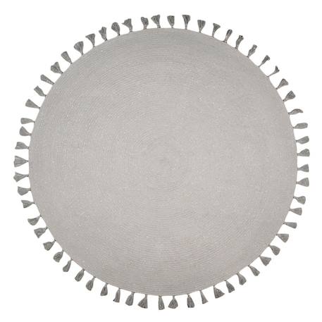 Tapis rond gris argenté avec pompons josephine Gris 1 - vertbaudet enfant 