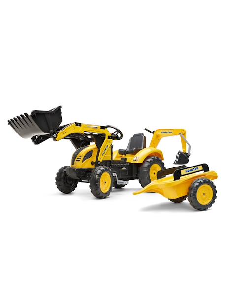 Tractopelle à pédales avec excavatrice arrière et remorque Jaune Komatsu+Vert 1 - vertbaudet enfant 