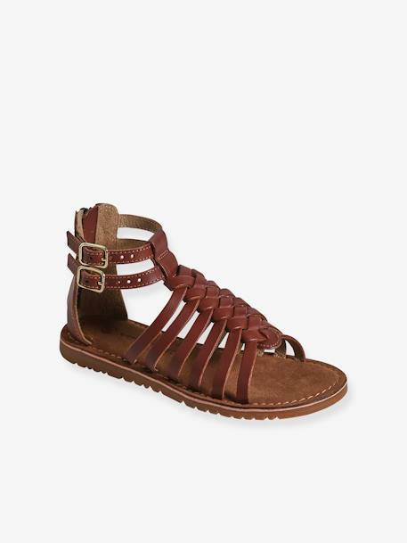 Sandales esprit spartiates cuir enfant collection maternelle marron 1 - vertbaudet enfant 