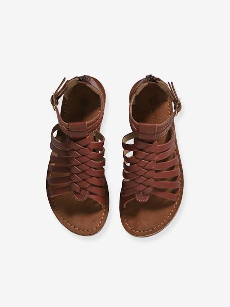 Sandales esprit spartiates cuir enfant collection maternelle marron 4 - vertbaudet enfant 