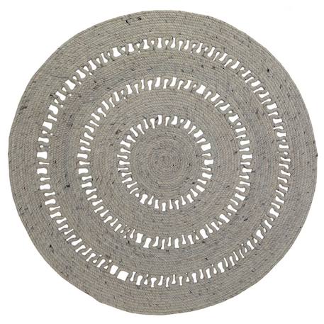 Tapis laine feutrée rond ajourée bibek Gris+Mango+Naturel 2 - vertbaudet enfant 