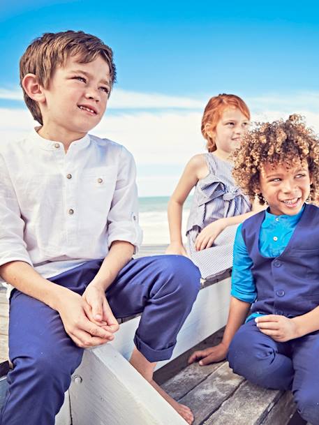 Chemise col Mao personnalisable blanc+bleu ardoise+bleu ciel+vert sauge 3 - vertbaudet enfant 