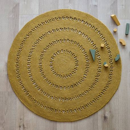 Tapis laine feutrée rond ajourée bibek Gris+Mango+Naturel 5 - vertbaudet enfant 