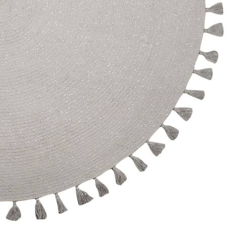 Tapis rond gris argenté avec pompons josephine Gris 2 - vertbaudet enfant 