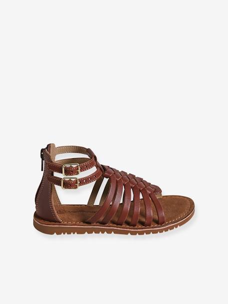 Sandales esprit spartiates cuir enfant collection maternelle marron 2 - vertbaudet enfant 