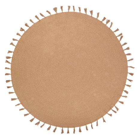 Tapis chambre enfant coton rond avec pompons lisette Marron 2 - vertbaudet enfant 