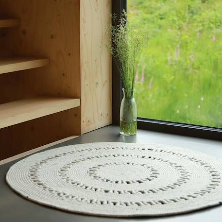 Tapis laine feutrée rond ajourée bibek Gris+Mango+Naturel 11 - vertbaudet enfant 