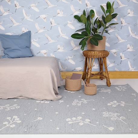 Tapis motif végétal little nature Bleu gris 1 - vertbaudet enfant 