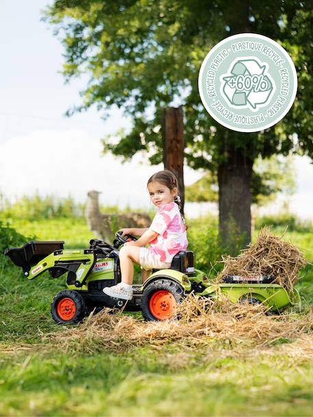 Tractopelle à pédales avec remorque Jaune Komatsu+Vert Claas 11 - vertbaudet enfant 