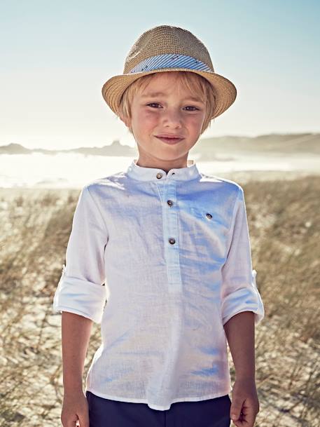 Chemise col Mao personnalisable blanc+bleu ardoise+bleu ciel+vert sauge 2 - vertbaudet enfant 