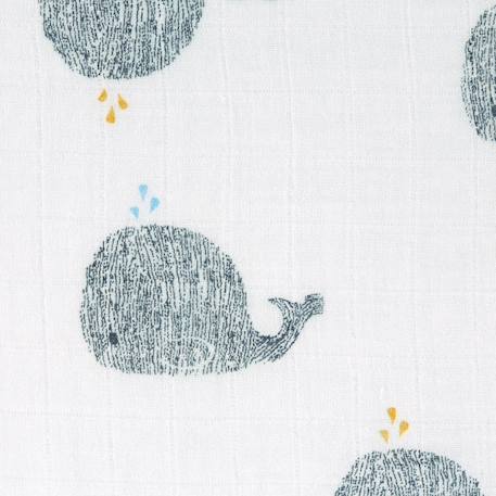 Lot de 2 maxi langes en mousseline Blanc et bleu+Blanc et olive+Blanc et rose 5 - vertbaudet enfant 