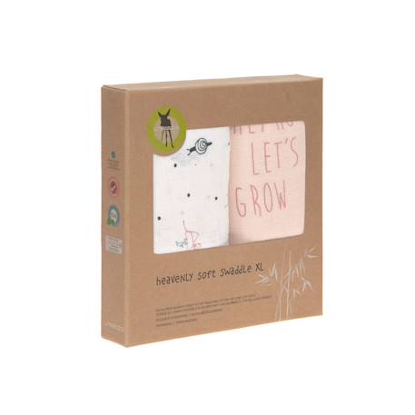 Lot de 2 maxi langes en mousseline Blanc et bleu+Blanc et olive+Blanc et rose 16 - vertbaudet enfant 