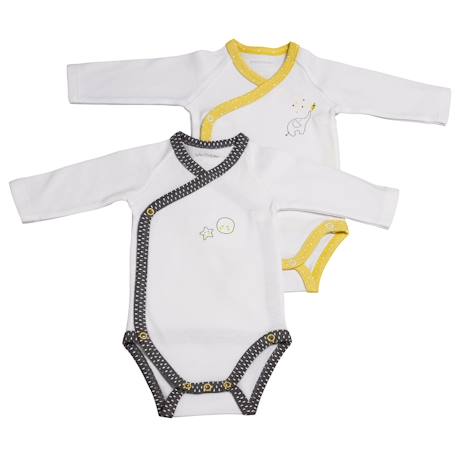 Bodies bébé à manches longues lot de 2 Beige+Blanc+Blanc cassé+Blanc et bleu+Blanc et noir+Blanc/bleu+Blanc/gris+Blanc/noir+Rose+Rose/blanc 7 - vertbaudet enfant 