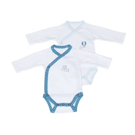 Bodies bébé à manches longues lot de 2 Beige+Blanc+Blanc cassé+Blanc et bleu+Blanc et noir+Blanc/bleu+Blanc/gris+Blanc/noir+Rose+Rose/blanc 11 - vertbaudet enfant 