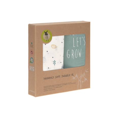 Lot de 2 maxi langes en mousseline Blanc et bleu+Blanc et olive+Blanc et rose 11 - vertbaudet enfant 