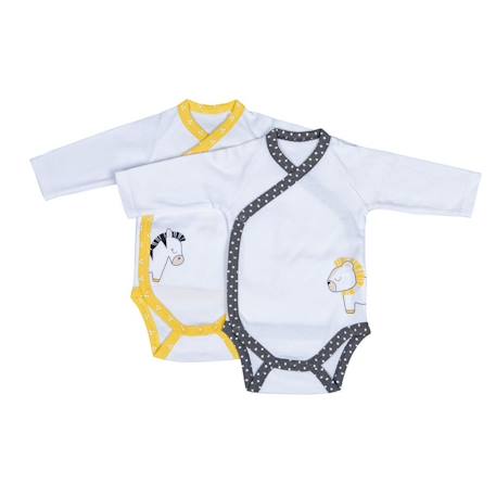 Bodies bébé à manches longues lot de 2 Beige+Blanc+Blanc cassé+Blanc et bleu+Blanc et noir+Blanc/bleu+Blanc/gris+Blanc/noir+Rose+Rose/blanc 4 - vertbaudet enfant 