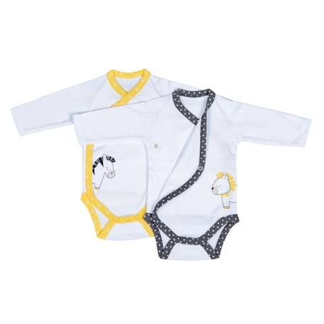 Bodies bébé à manches longues lot de 2 Beige+Blanc+Blanc cassé+Blanc et bleu+Blanc et noir+Blanc/bleu+Blanc/gris+Blanc/noir+Rose+Rose/blanc 6 - vertbaudet enfant 