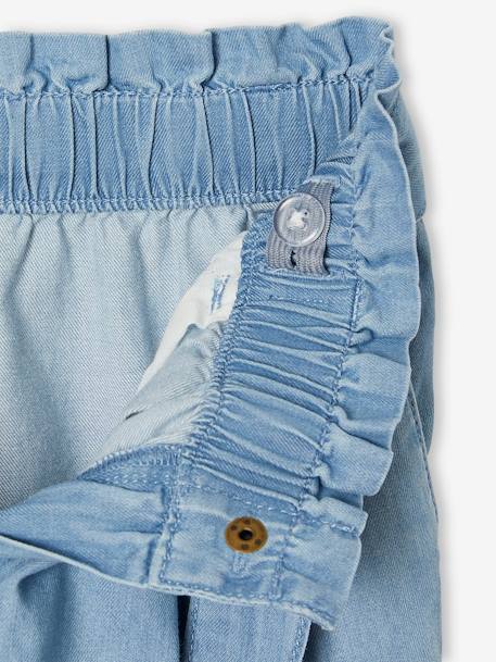 Pantacourt fille large en denim léger style 'paperbag' bleu moyen+double stone 13 - vertbaudet enfant 