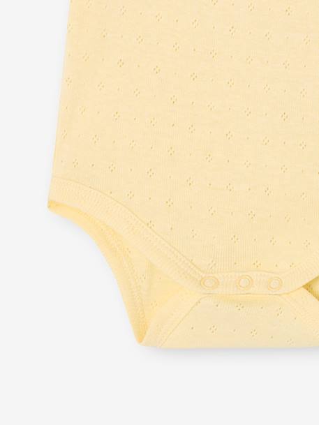 Lot de 2 bodies naissance manches courtes en maille pointelle jaune pâle 7 - vertbaudet enfant 