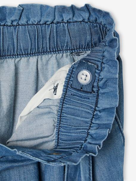 Pantacourt fille large en denim léger style 'paperbag' bleu moyen+double stone 4 - vertbaudet enfant 
