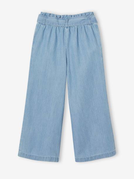 Pantacourt fille large en denim léger style 'paperbag' bleu moyen+double stone 11 - vertbaudet enfant 