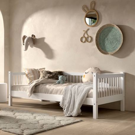 Lit banquette en hêtre massif  aubane Blanc 1 - vertbaudet enfant 