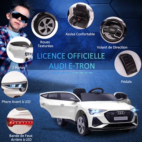 Voiture électrique enfant audi e-tron sportback s line 12 v 8 km/h max. - effets sonores, lumineux - télécommande Blanc+Noir+Rouge 4 - vertbaudet enfant 