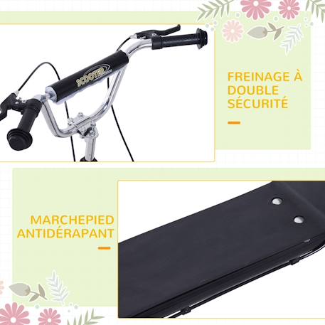 Trottinette Freestyle Adulte/enfant – Aluminium, Frein Arrière à Friction, Roues PU 10 Cm – Charge Max 100 Kg