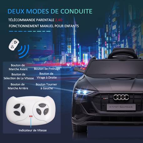 Voiture électrique enfant audi e-tron sportback s line 12 v 8 km/h max. - effets sonores, lumineux - télécommande Blanc+Noir+Rouge 12 - vertbaudet enfant 