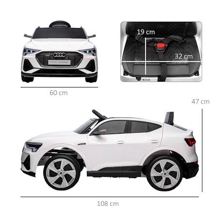 Voiture électrique enfant audi e-tron sportback s line 12 v 8 km/h max. - effets sonores, lumineux - télécommande Blanc+Noir+Rouge 3 - vertbaudet enfant 