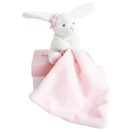 Doudou lapin mouchoir rose boite fleur Rose 1 - vertbaudet enfant 