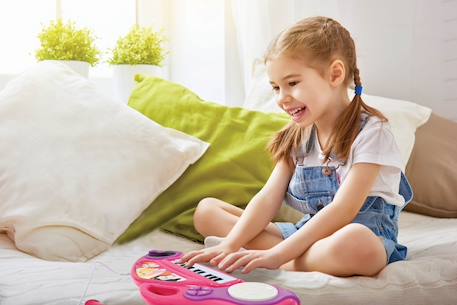 Piano électronique disney princesse avec effets lumineux et microphone Rose 4 - vertbaudet enfant 