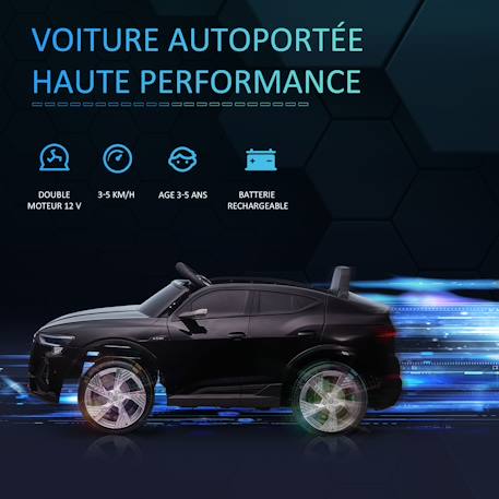 Voiture électrique enfant audi e-tron sportback s line 12 v 8 km/h max. - effets sonores, lumineux - télécommande Blanc+Noir+Rouge 11 - vertbaudet enfant 