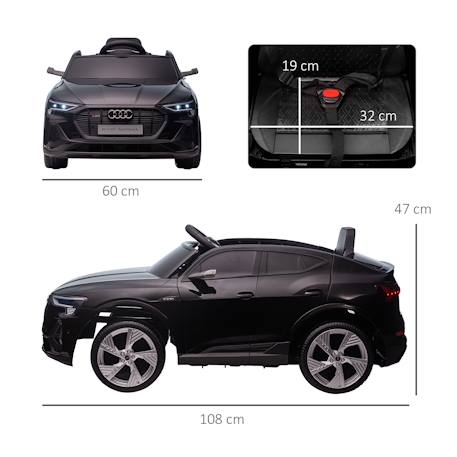 Voiture électrique enfant audi e-tron sportback s line 12 v 8 km/h max. - effets sonores, lumineux - télécommande Blanc+Noir+Rouge 9 - vertbaudet enfant 