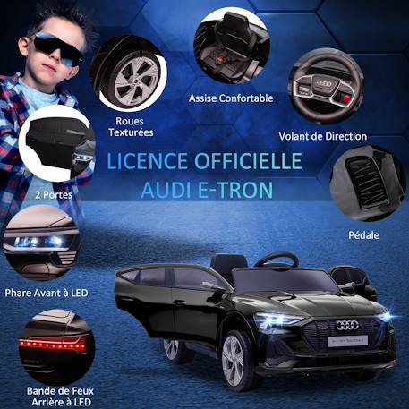 Voiture électrique enfant audi e-tron sportback s line 12 v 8 km/h max. - effets sonores, lumineux - télécommande Blanc+Noir+Rouge 10 - vertbaudet enfant 