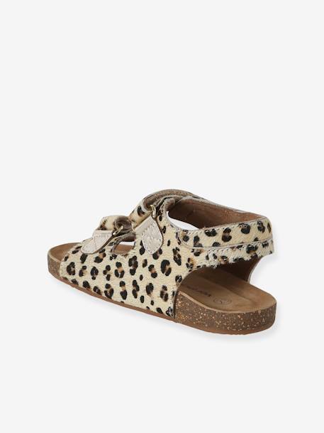 Sandales scratchées cuir motif léopard enfant beige imprimé 3 - vertbaudet enfant 