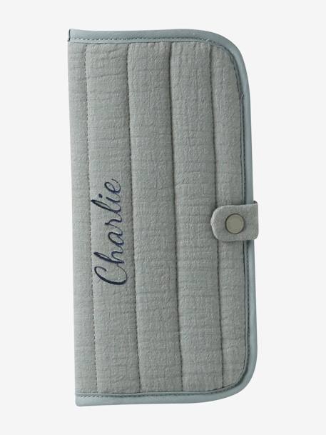 Protège livret de famille en gaze de coton ocre+vert sauge 4 - vertbaudet enfant 