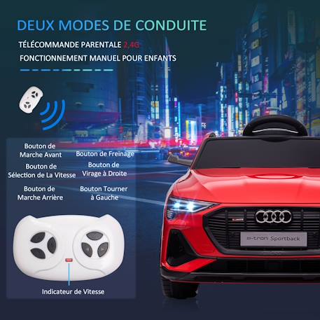 Voiture électrique enfant audi e-tron sportback s line 12 v 8 km/h max. - effets sonores, lumineux - télécommande Blanc+Noir+Rouge 18 - vertbaudet enfant 