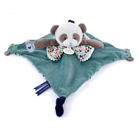 Doudou panda avec marionnette à doigts Bleu 1 - vertbaudet enfant 