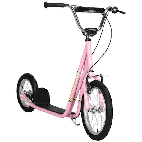Trottinette patinette enfant grands pneus guidon réglable poignées freins et béquille acier Rose 3 - vertbaudet enfant 